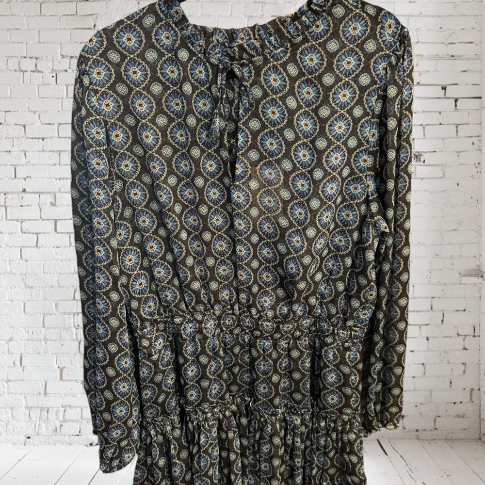 Misa Los Angeles Blue Bishop Sleeve Crew Neck XL Dress